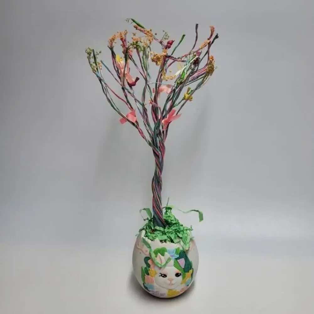 Vintage Bunny Towne‎ Easter Tree with Wooden Ornaments and Original Box